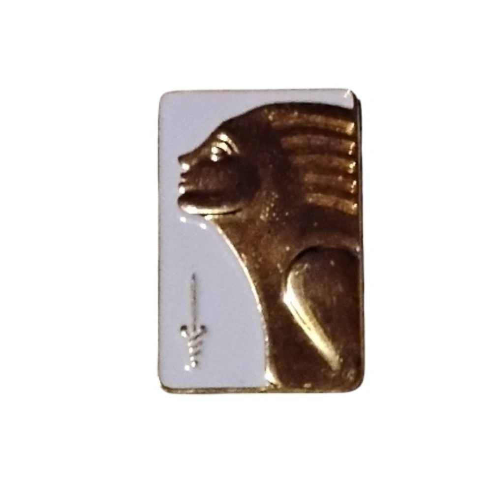 Gold and White Sphinx Brooch
